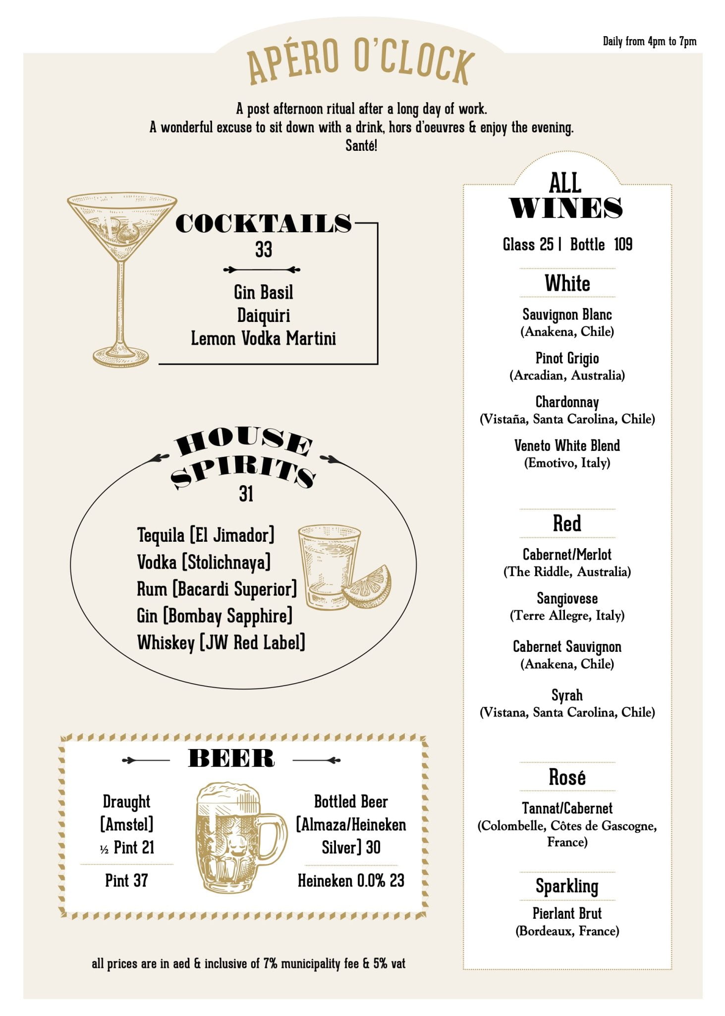 Happy Hour Menu Couqley Dubai